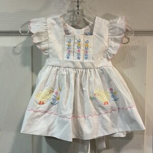 🐰 Spring Chick Embroidered Heirloom Wildflower Apron Dress size 3-6m